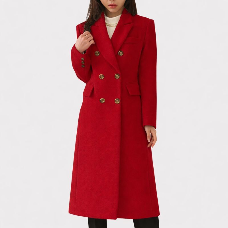 Double Breasted Winter Coat for Women | Button Front Lapel Collar Cold Weather Ready