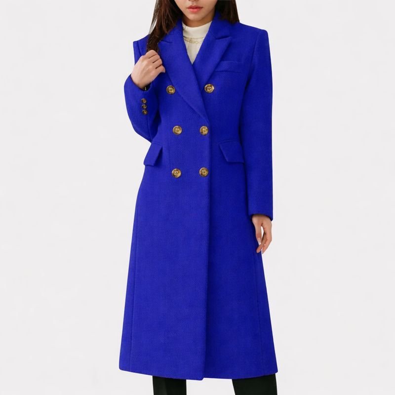 Double Breasted Winter Coat for Women | Button Front Lapel Collar Cold Weather Ready