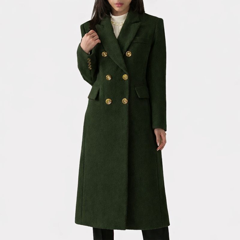 Double Breasted Winter Coat for Women | Button Front Lapel Collar Cold Weather Ready