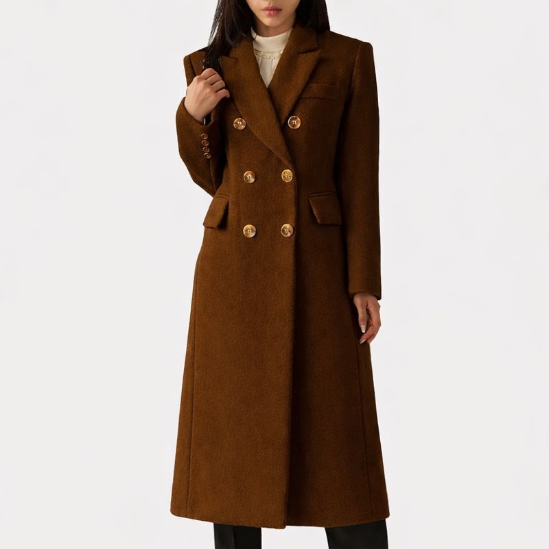 Double Breasted Winter Coat for Women | Button Front Lapel Collar Cold Weather Ready