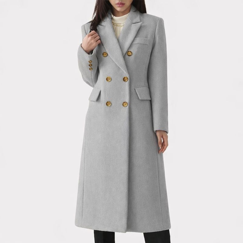 Double Breasted Winter Coat for Women | Button Front Lapel Collar Cold Weather Ready