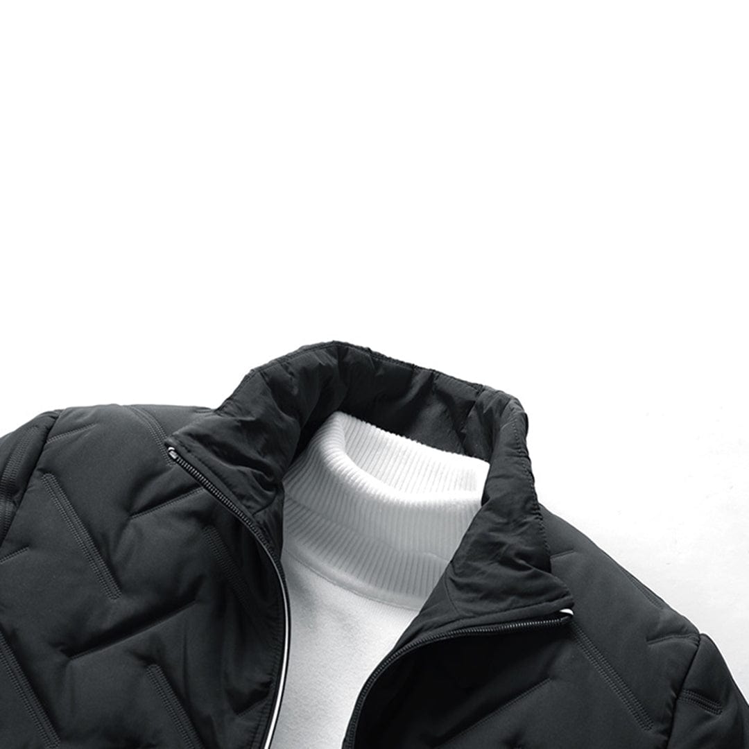 Quilted Puffer Jacket for Men | Side Zip Ribbed Autumn Layering