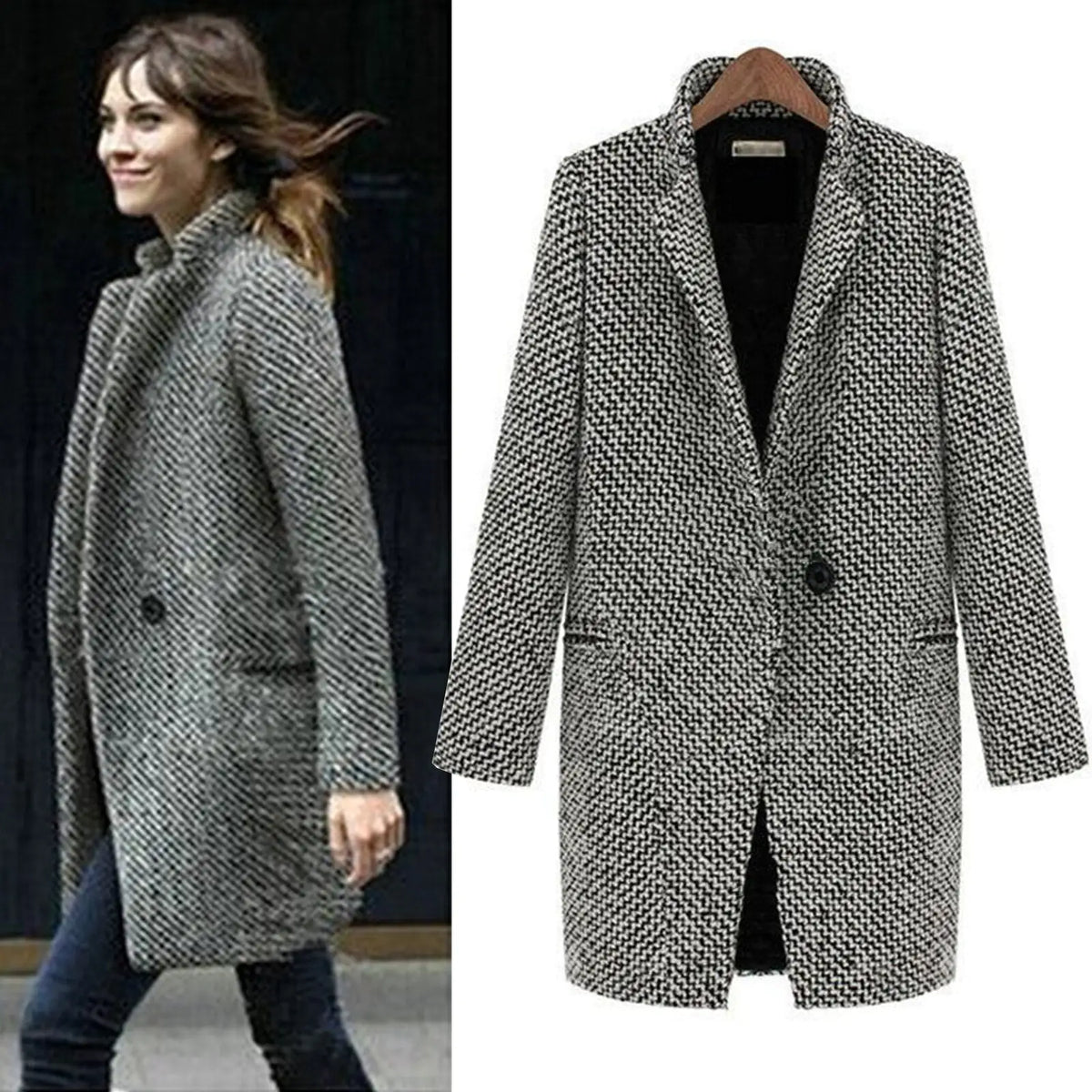 Everyday Winter Coat for Women | Button Front Lapel Collar Cold Weather Ready