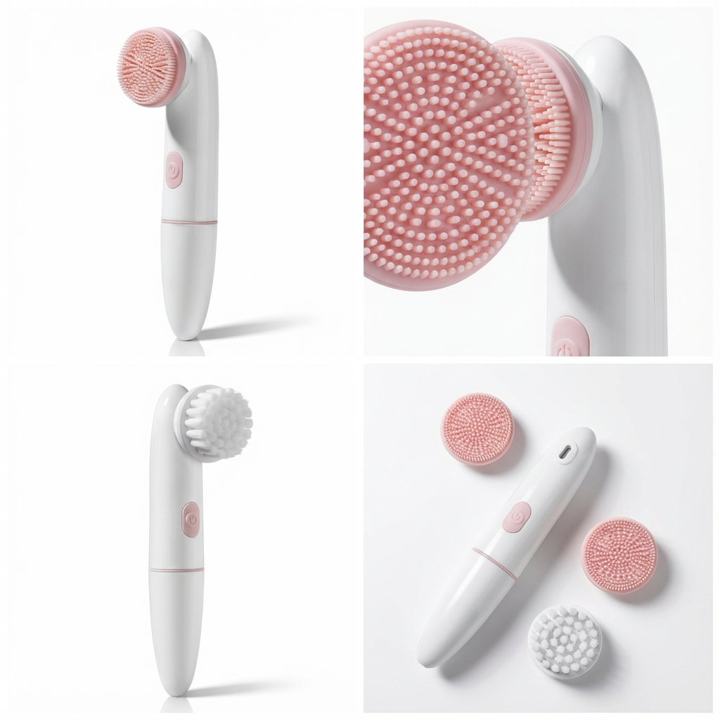 Electric Facial Cleanser Battery Powered Waterproof Vibrating Face Cleaning Brush 2 Speed Face Deep Washing Massaging Device