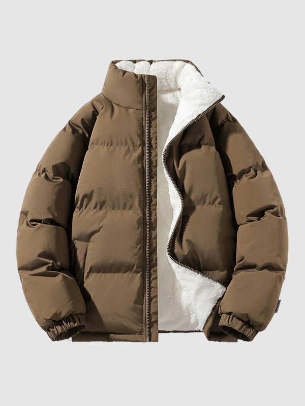 Quilted Puffer Jacket for Men | Side Zip Turtleneck Warm Winter Layer