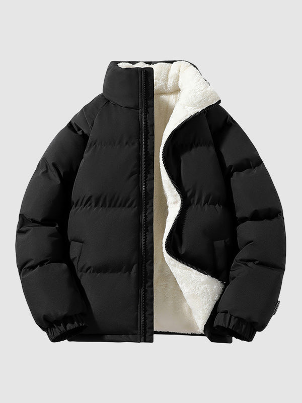 Quilted Puffer Jacket for Men | Side Zip Turtleneck Warm Winter Layer