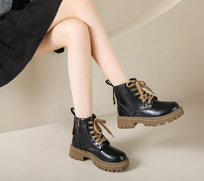 Lug Sole Ankle Boots for Women | Side Zip Lace Up Fall Booties