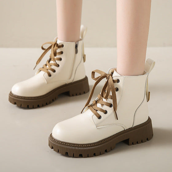 Lug Sole Ankle Boots for Women | Side Zip Lace Up Fall Booties