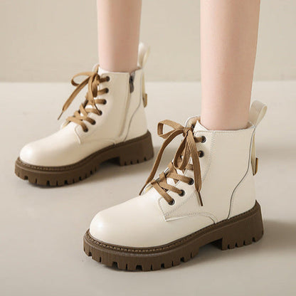 Lug Sole Ankle Boots for Women | Side Zip Lace Up Fall Booties