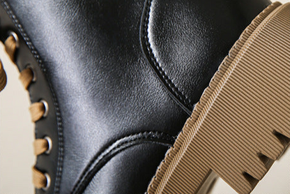 Lug Sole Ankle Boots for Women | Side Zip Lace Up Fall Booties