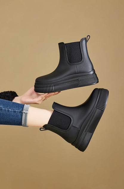 Platform Ankle Boots for Women | Pull On Round Toe Warm Winter Style