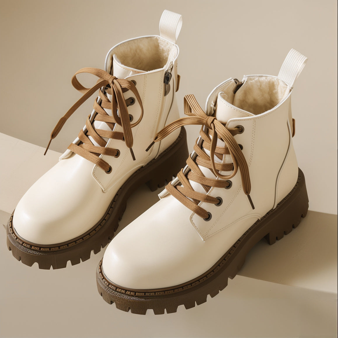 Lug Sole Ankle Boots for Women | Side Zip Lace Up Fall Booties