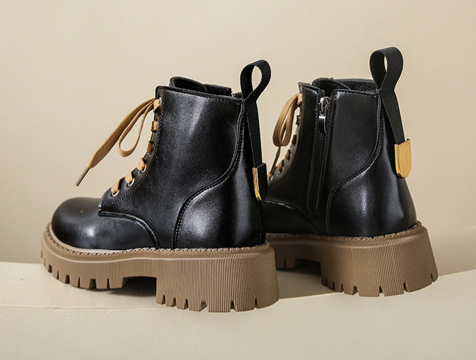 Lug Sole Ankle Boots for Women | Side Zip Lace Up Fall Booties