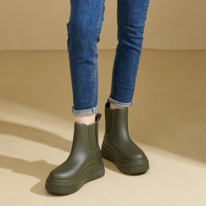 Platform Ankle Boots for Women | Pull On Round Toe Warm Winter Style