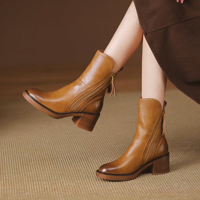 Block Heel Ankle Boots for Women | Side Zip Fall Booties