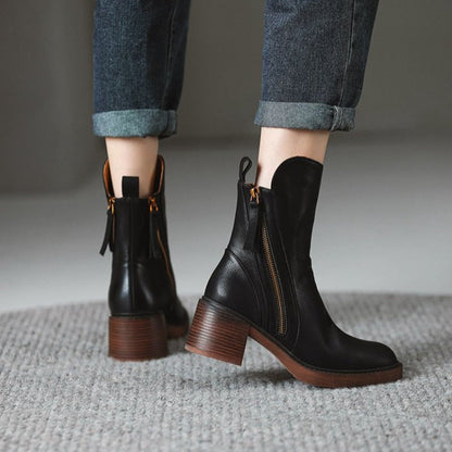Block Heel Ankle Boots for Women | Side Zip Fall Booties