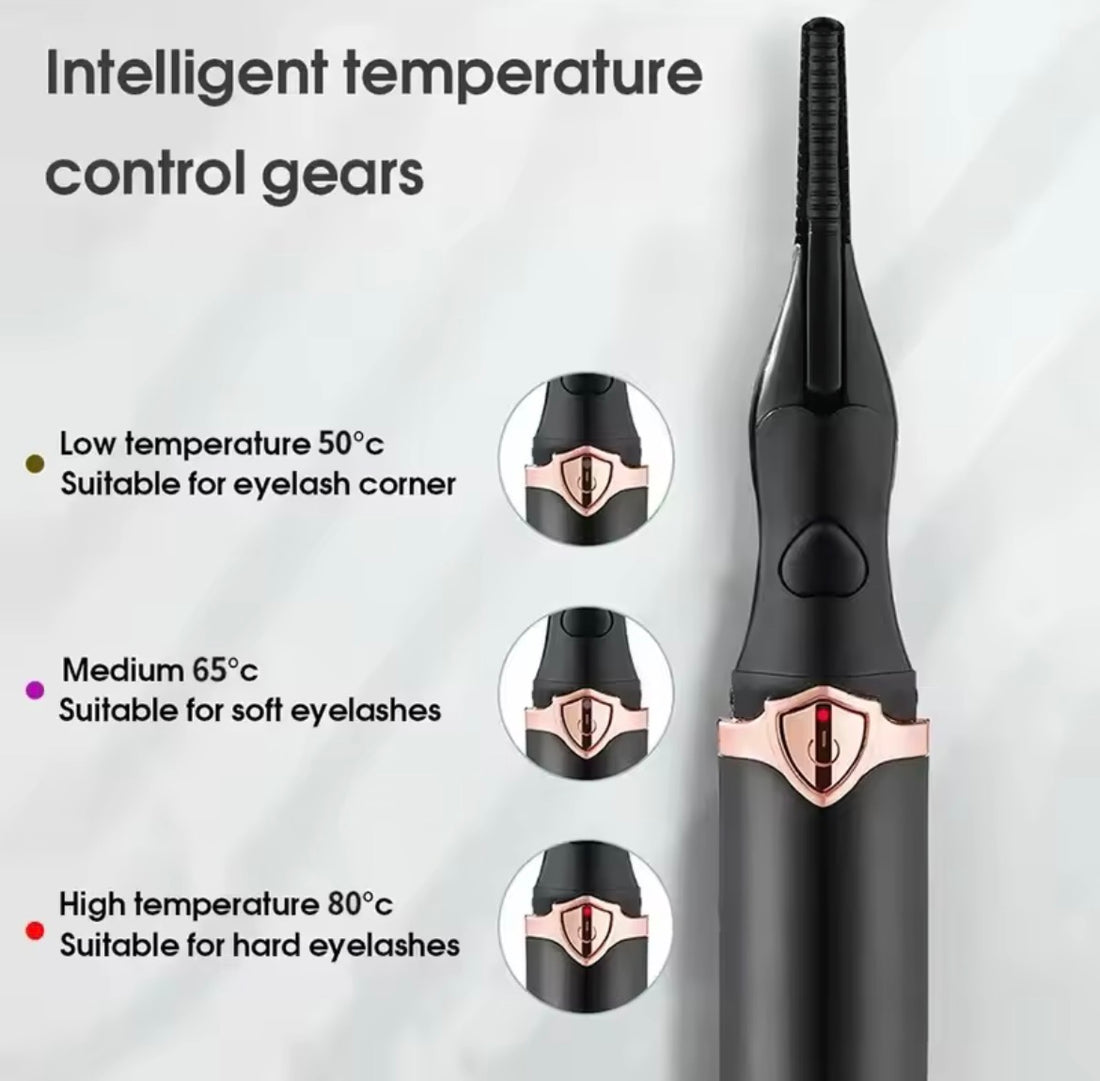 2-in-1 portable heated eyelash curler, long-lasting curling comb clip, USB power supply, 3-speed temperature mode, beauty tool