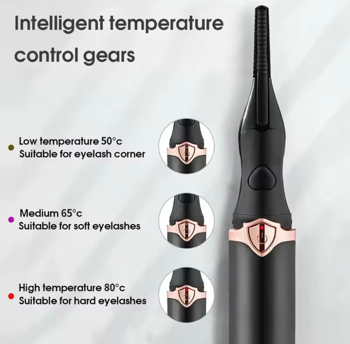 2-in-1 portable heated eyelash curler, long-lasting curling comb clip, USB power supply, 3-speed temperature mode, beauty tool