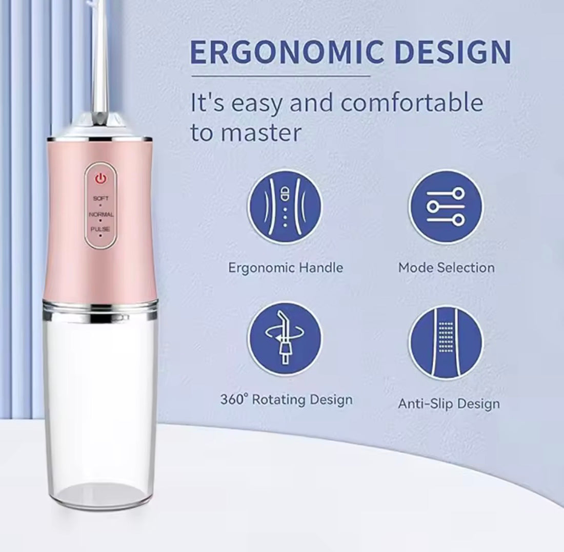 VERIDZ Portable USB Water Flosser – 200ML Oral Irrigator with 4 Nozzles for Teeth Cleaning & Dental Care