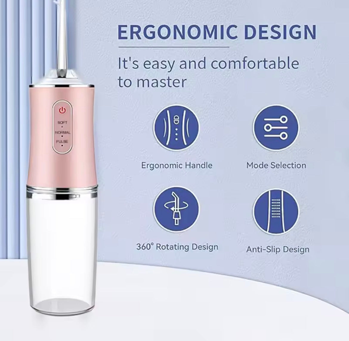 VERIDZ Portable USB Water Flosser – 200ML Oral Irrigator with 4 Nozzles for Teeth Cleaning & Dental Care