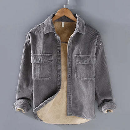 Insulated Winter Jacket for Men | Ribbed Button Front Cold Weather Ready