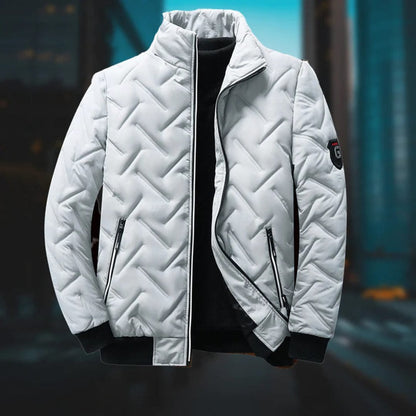 Quilted Puffer Jacket for Men | Side Zip Ribbed Autumn Layering
