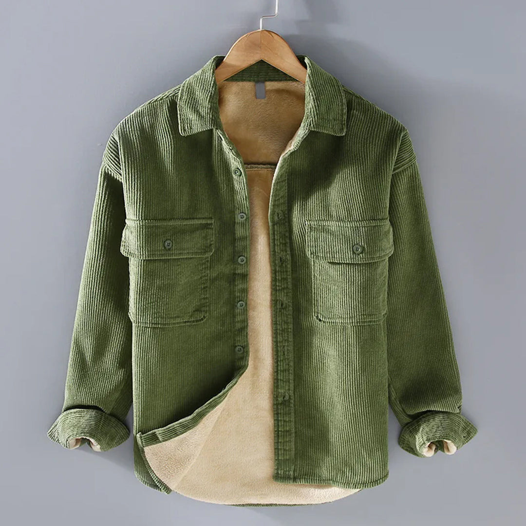 Insulated Winter Jacket for Men | Ribbed Button Front Cold Weather Ready