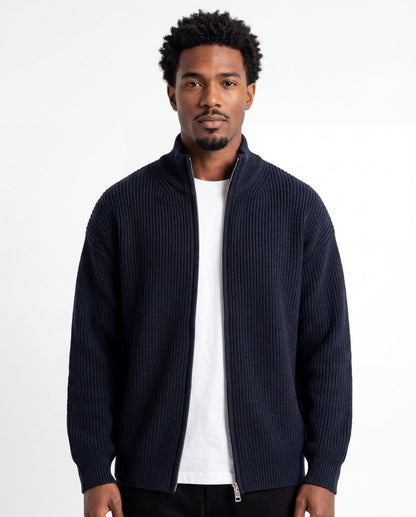 Autumn Ribbed Full-Zip Knit Sweater