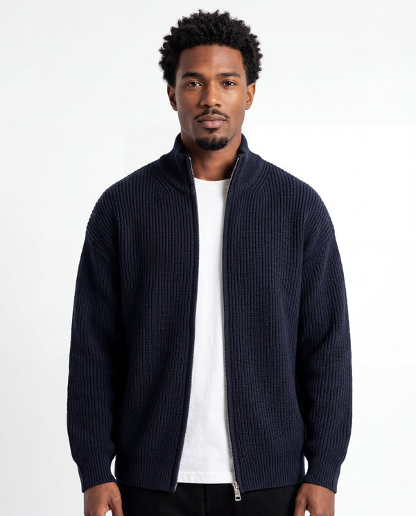 Autumn Ribbed Full-Zip Knit Sweater