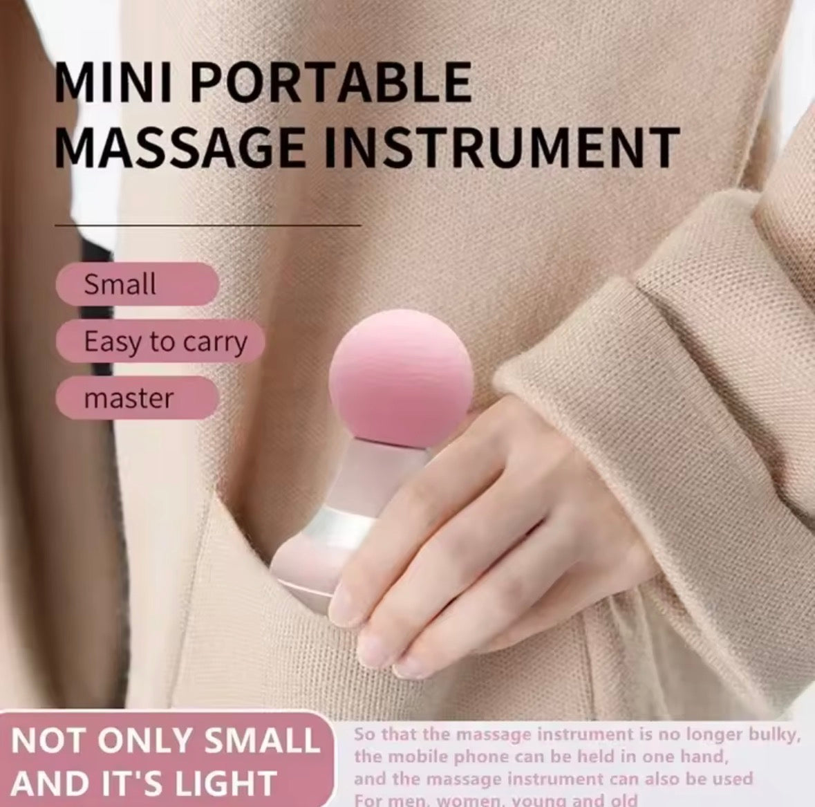 Mini Portable Massage Gun Deep Tissue Percussion Handheld Muscle Massager for Athletes Body Back Pain Relief