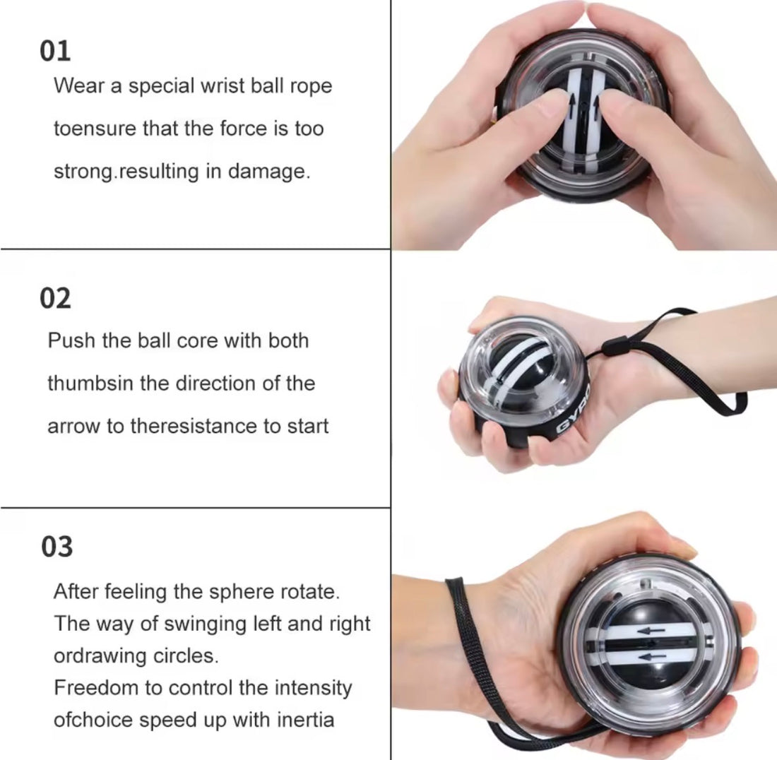 Self-Starting Gyroscopic Power Ball: Elite Wrist and Forearm Muscle Trainer