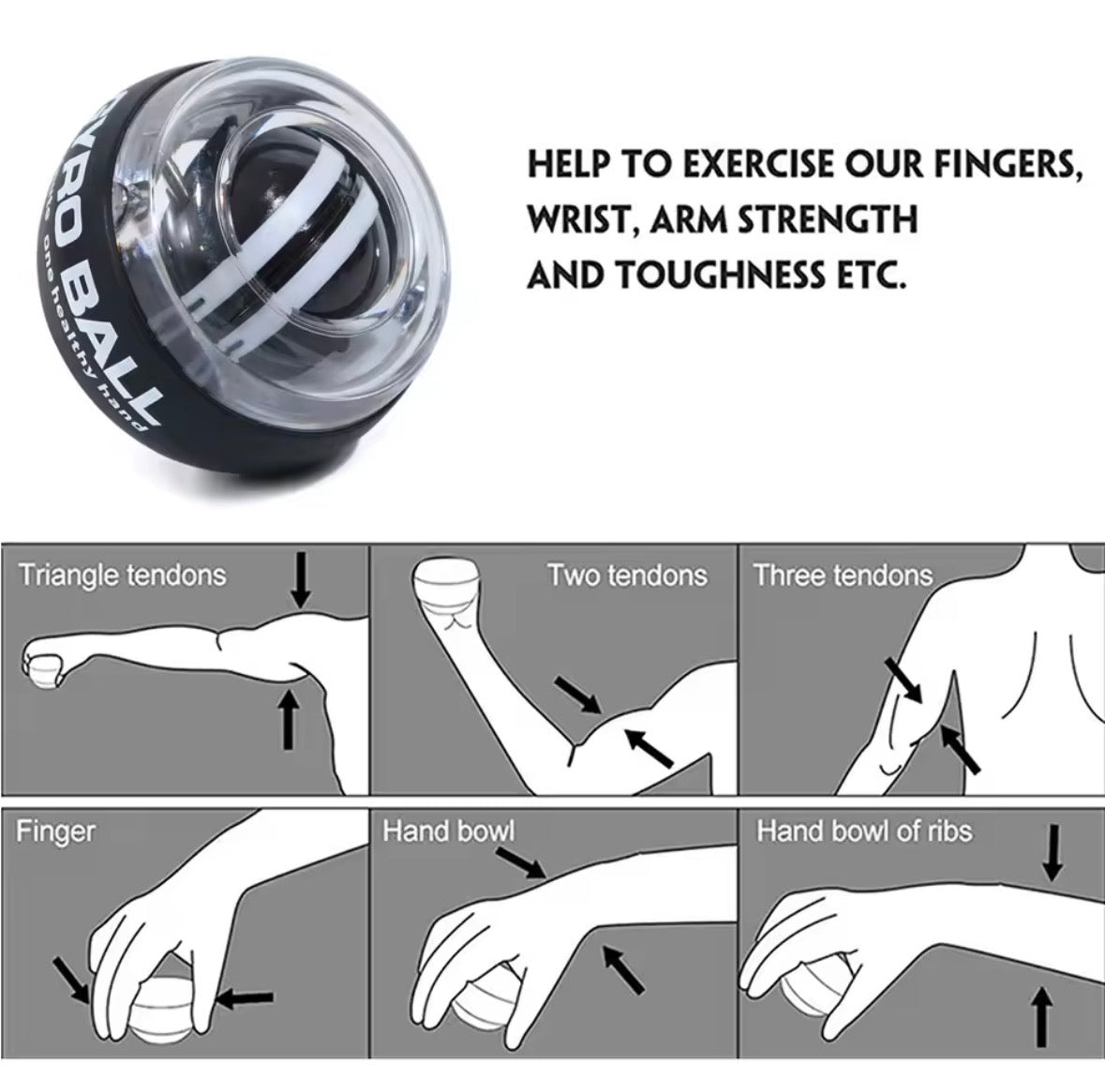 Self-Starting Gyroscopic Power Ball: Elite Wrist and Forearm Muscle Trainer