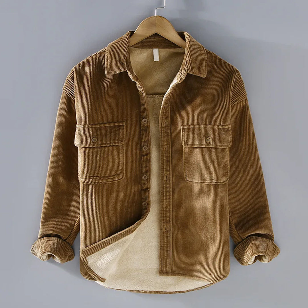 Insulated Winter Jacket for Men | Ribbed Button Front Cold Weather Ready