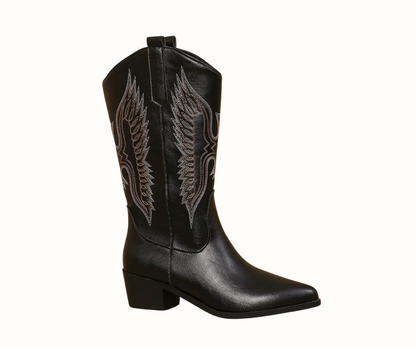 Pointed Toe Winter Boots for Women | Embroidered Flat