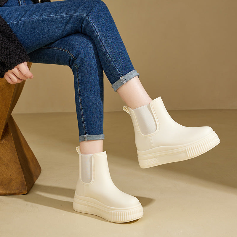 Platform Ankle Boots for Women | Pull On Round Toe Warm Winter Style
