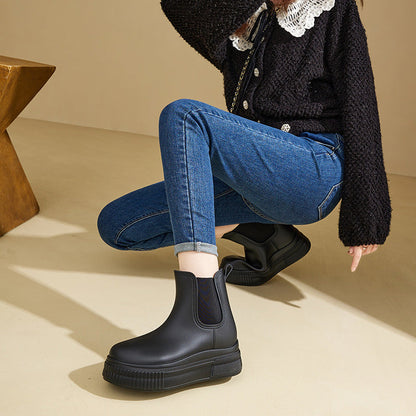 Platform Ankle Boots for Women | Pull On Round Toe Warm Winter Style