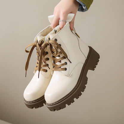 Lug Sole Ankle Boots for Women | Side Zip Lace Up Fall Booties