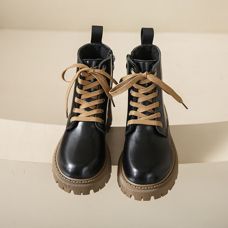 Lug Sole Ankle Boots for Women | Side Zip Lace Up Fall Booties