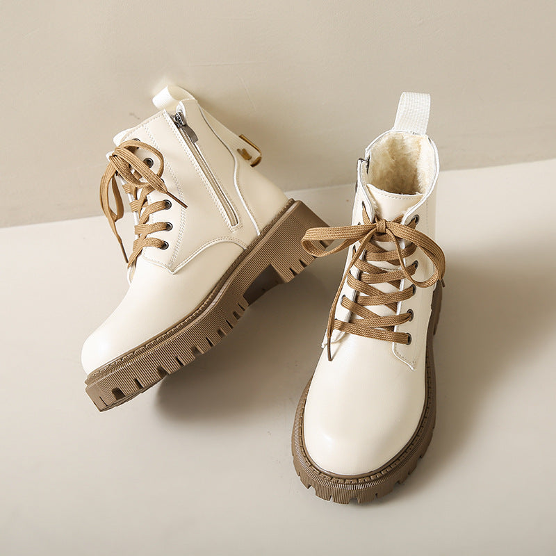 Lug Sole Ankle Boots for Women | Side Zip Lace Up Fall Booties