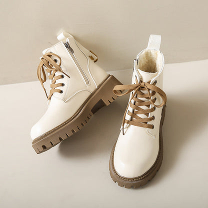 Lug Sole Ankle Boots for Women | Side Zip Lace Up Fall Booties