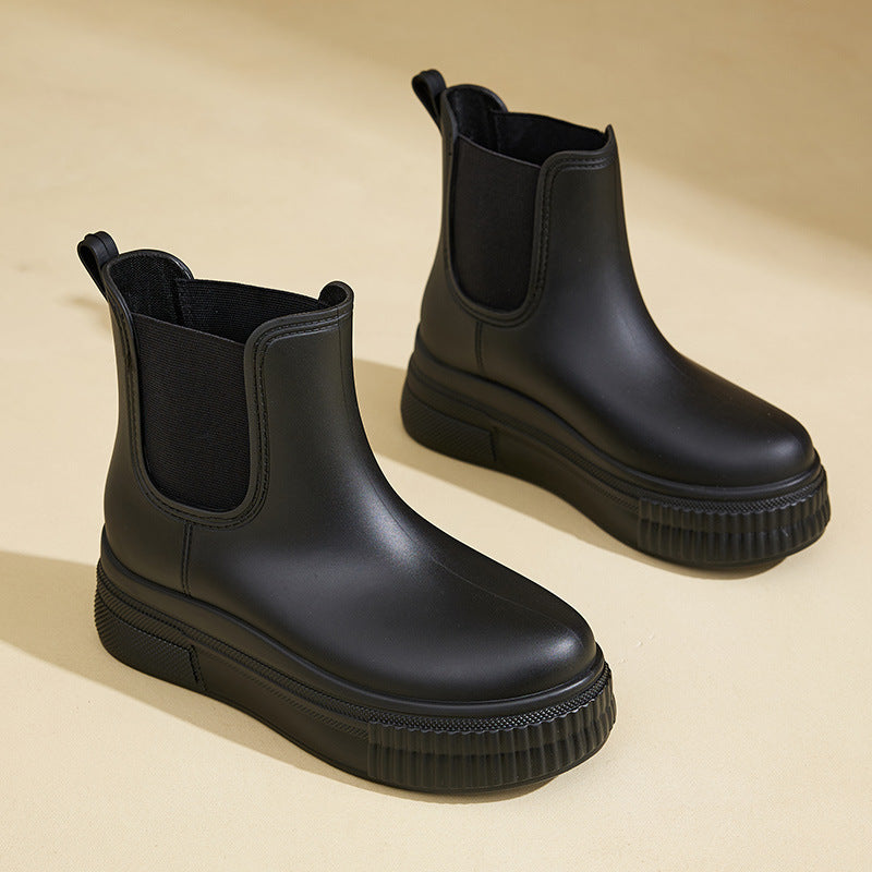 Platform Ankle Boots for Women | Pull On Round Toe Warm Winter Style