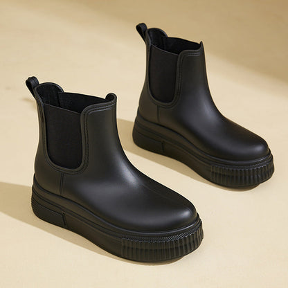 Platform Ankle Boots for Women | Pull On Round Toe Warm Winter Style