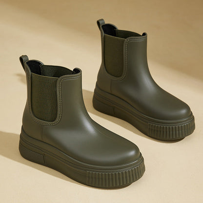 Platform Ankle Boots for Women | Pull On Round Toe Warm Winter Style