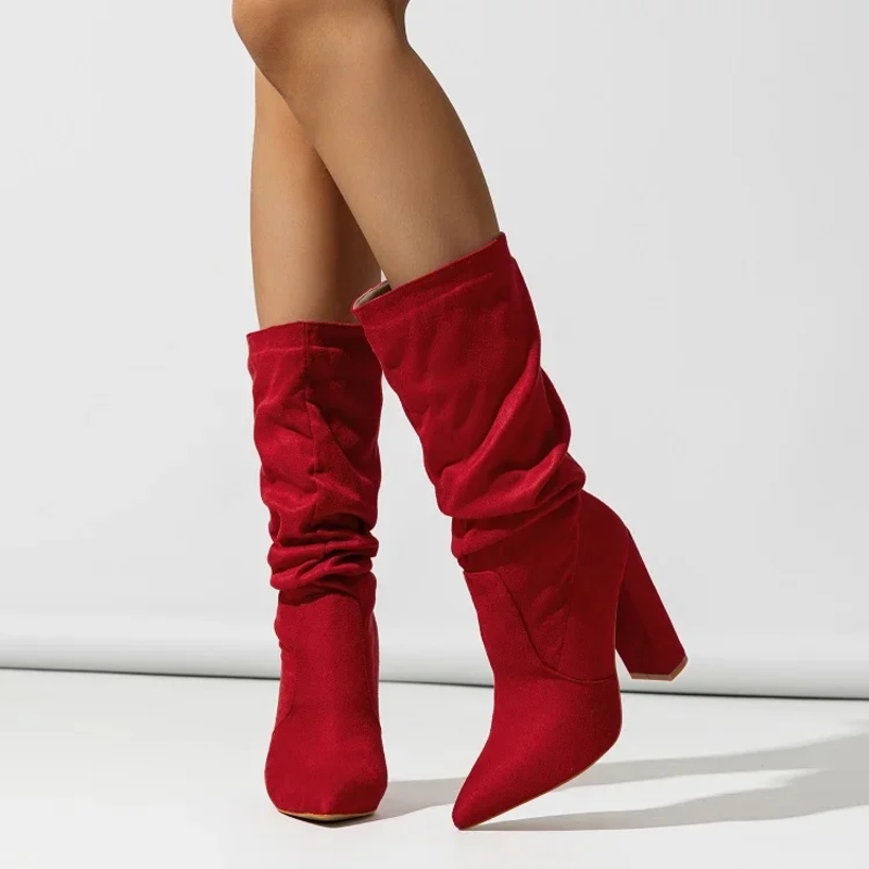 Slouchy Mid Calf Boots for Women | Block Heel Flat Fall & Winter 2026