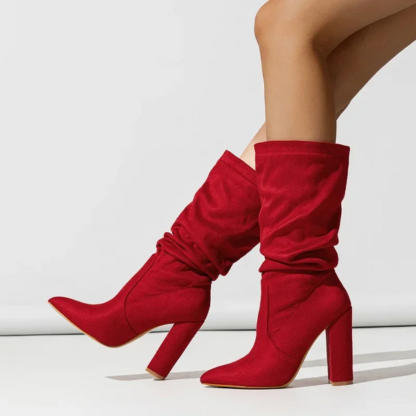Slouchy Mid Calf Boots for Women | Block Heel Flat Fall & Winter 2026