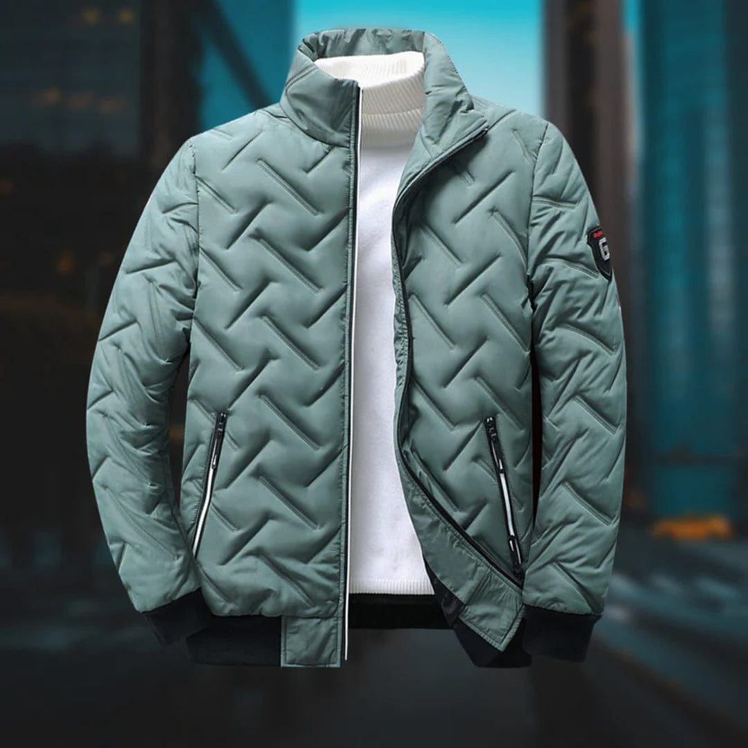 Quilted Puffer Jacket for Men | Side Zip Ribbed Autumn Layering