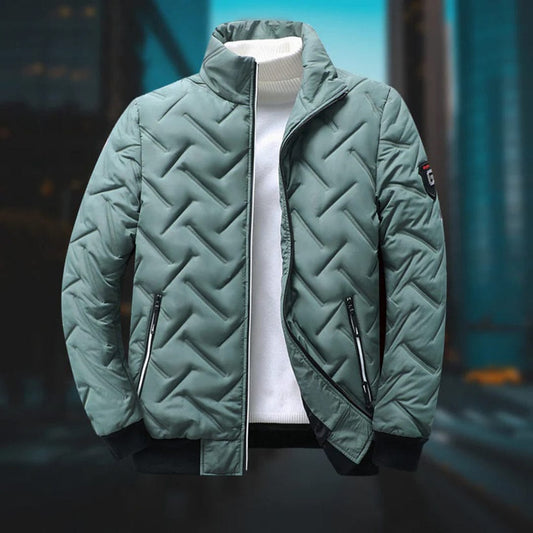 Quilted Puffer Jacket for Men | Side Zip Ribbed Autumn Layering