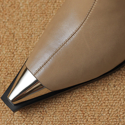Pointed Toe Ankle Boots for Women | Block Heel Warm Winter Style