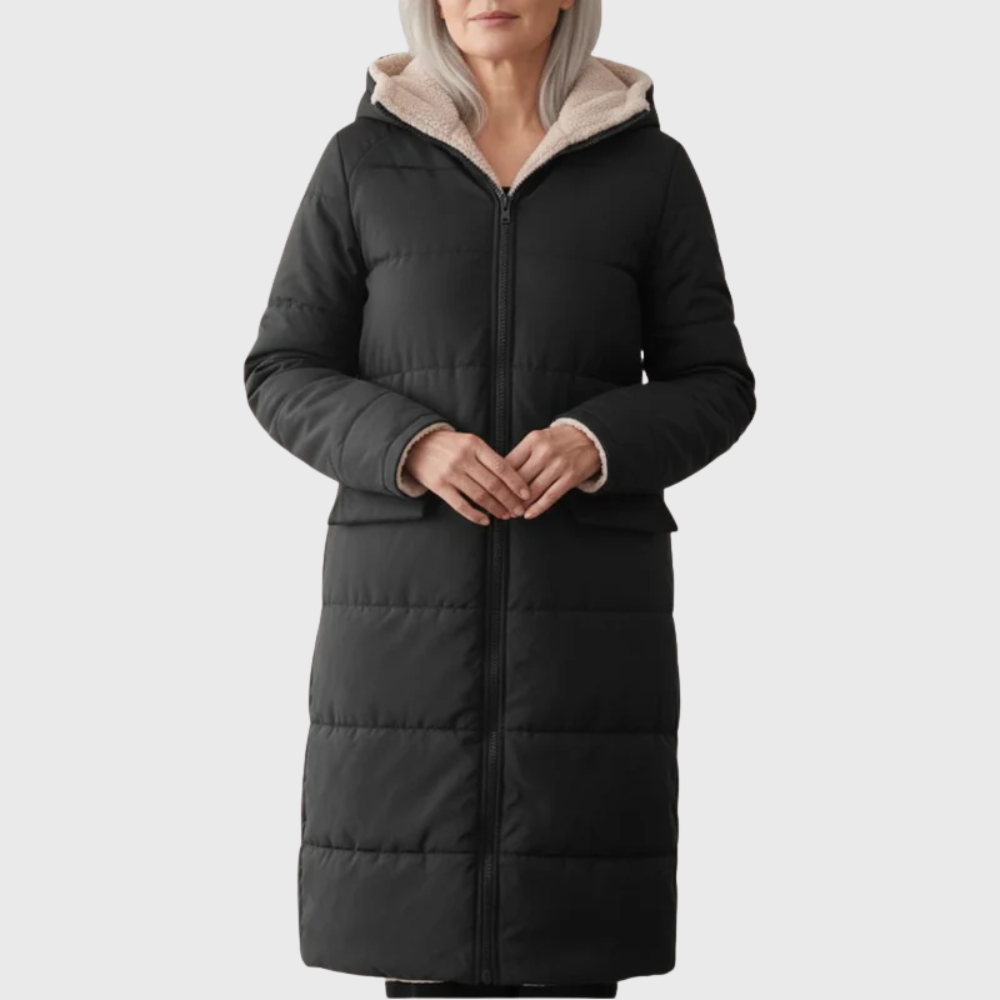 Hooded Quilted Jacket for Women | Side Zip Warm Winter Layer