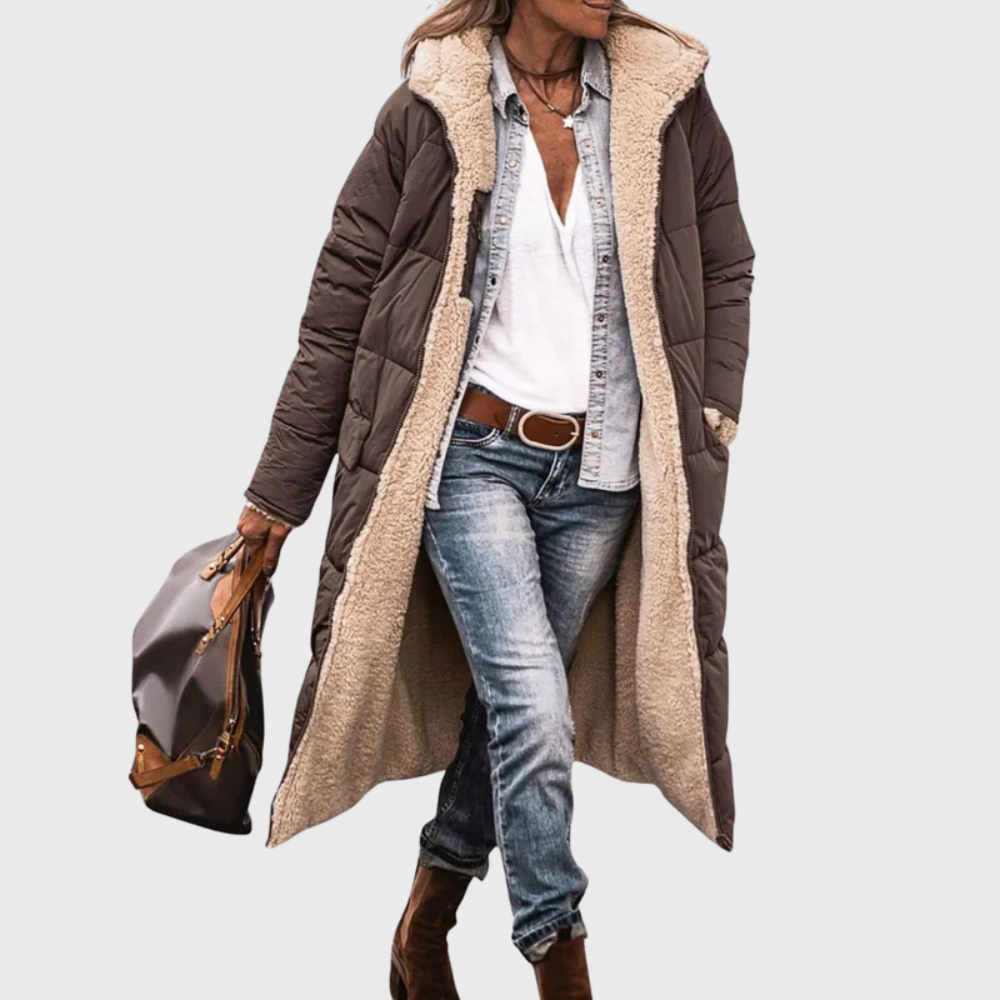 Hooded Quilted Jacket for Women | Side Zip Warm Winter Layer